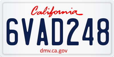 CA license plate 6VAD248
