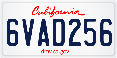 CA license plate 6VAD256