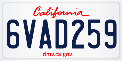 CA license plate 6VAD259