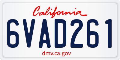 CA license plate 6VAD261