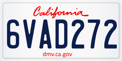CA license plate 6VAD272