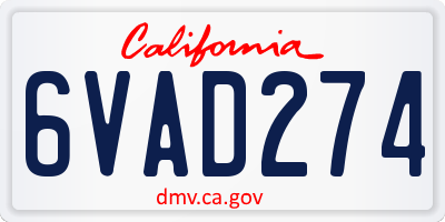 CA license plate 6VAD274