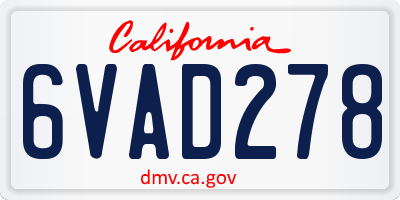 CA license plate 6VAD278