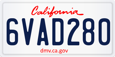 CA license plate 6VAD280