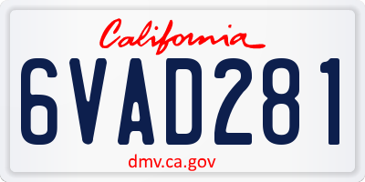 CA license plate 6VAD281