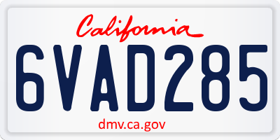 CA license plate 6VAD285