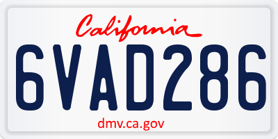 CA license plate 6VAD286