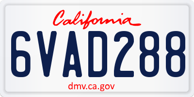 CA license plate 6VAD288