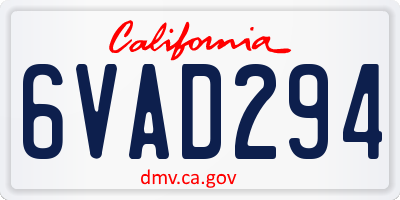CA license plate 6VAD294