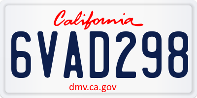 CA license plate 6VAD298