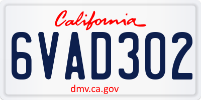 CA license plate 6VAD302