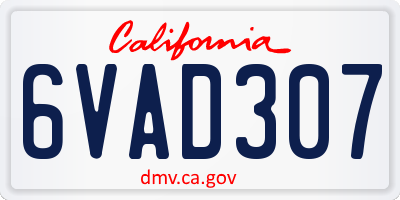CA license plate 6VAD307
