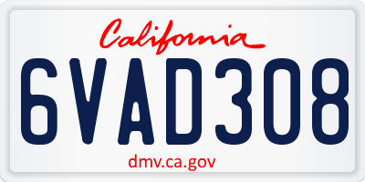 CA license plate 6VAD308