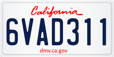 CA license plate 6VAD311