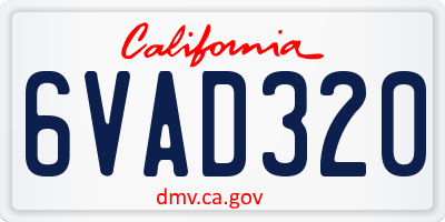 CA license plate 6VAD320