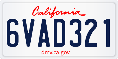 CA license plate 6VAD321