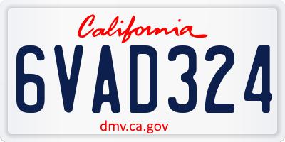 CA license plate 6VAD324