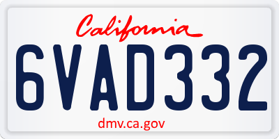 CA license plate 6VAD332
