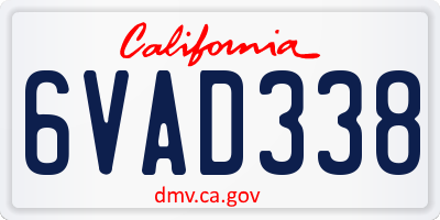 CA license plate 6VAD338