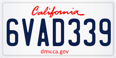 CA license plate 6VAD339