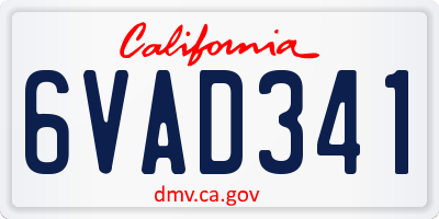 CA license plate 6VAD341