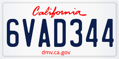 CA license plate 6VAD344