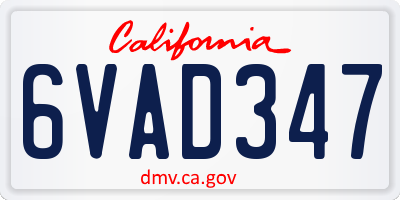 CA license plate 6VAD347