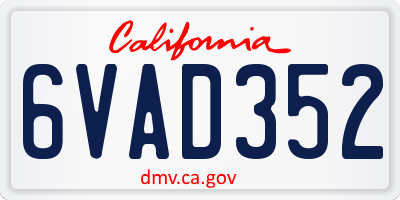 CA license plate 6VAD352