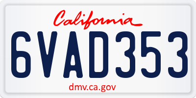 CA license plate 6VAD353