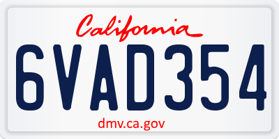 CA license plate 6VAD354