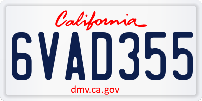 CA license plate 6VAD355