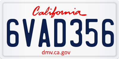 CA license plate 6VAD356