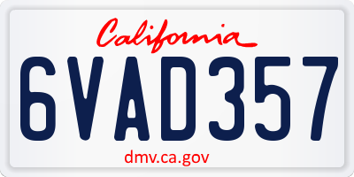 CA license plate 6VAD357