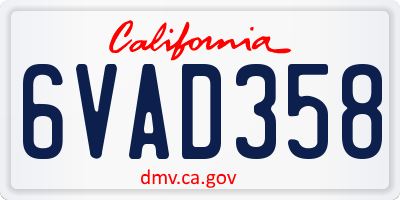 CA license plate 6VAD358
