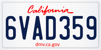 CA license plate 6VAD359