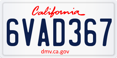 CA license plate 6VAD367