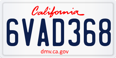 CA license plate 6VAD368