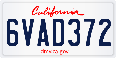 CA license plate 6VAD372