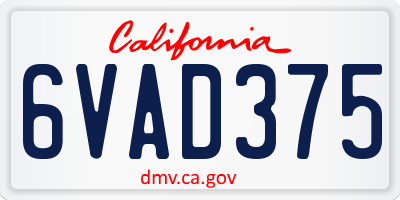 CA license plate 6VAD375