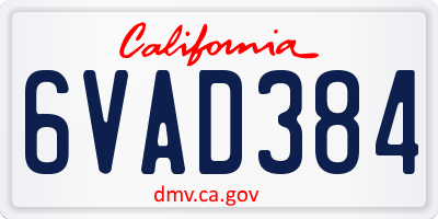 CA license plate 6VAD384