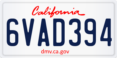 CA license plate 6VAD394