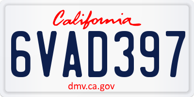 CA license plate 6VAD397