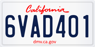 CA license plate 6VAD401