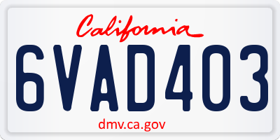 CA license plate 6VAD403