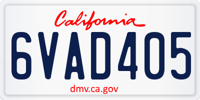 CA license plate 6VAD405