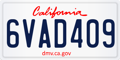CA license plate 6VAD409