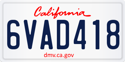 CA license plate 6VAD418