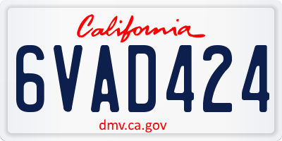 CA license plate 6VAD424