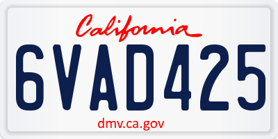 CA license plate 6VAD425