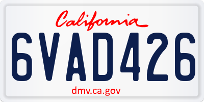 CA license plate 6VAD426